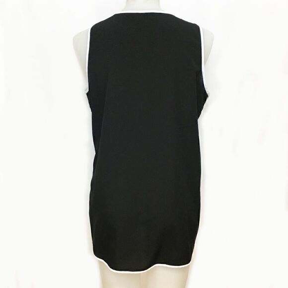 Black Hi Low Tank Top White Trim - Picture 6 of 8